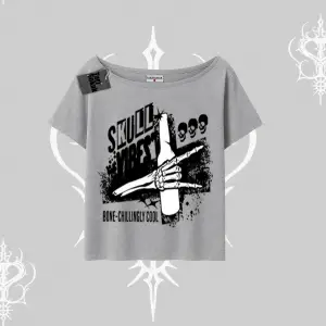 Kayık Yaka Tshirt Skull Impact Bone Chilling Street Icon