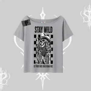 Kayık Yaka Tshirt Stay Wild Rock Spirit Urban Riot