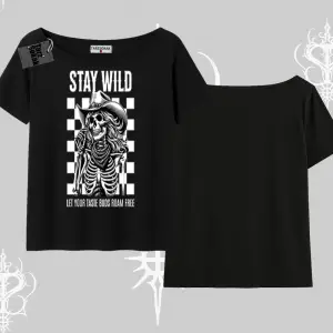 Kayık Yaka Tshirt Stay Wild Rock Spirit Urban Riot