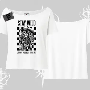 Kayık Yaka Tshirt Stay Wild Rock Spirit Urban Riot