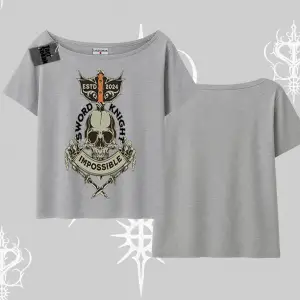 Kayık Yaka Tshirt Sword Knight Skull Impossible Street Creed