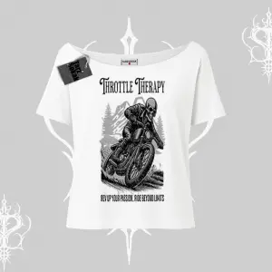 Kayık Yaka Tshirt Throttle Therapy No Brakes Just Freedom