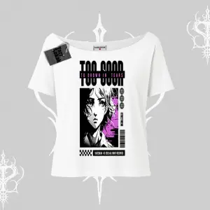 Kayık Yaka Tshirt Too Good Anime Girl Grafik Baskılı
