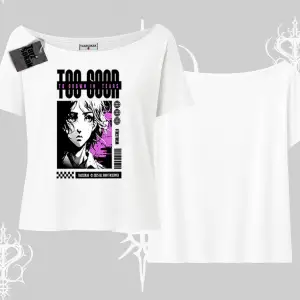 Kayık Yaka Tshirt Too Good Anime Girl Grafik Baskılı