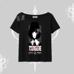 Kayık Yaka Tshirt Tsundere Anime Japanese Style Baskılı