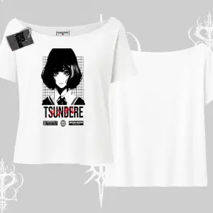 Kayık Yaka Tshirt Tsundere Anime Japanese Style Baskılı