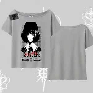 Kayık Yaka Tshirt Tsundere Anime Japanese Style Baskılı