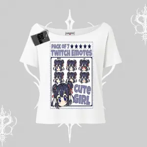 Kayık Yaka Tshirt Twitch Emotes Cute Girl Anime Expression