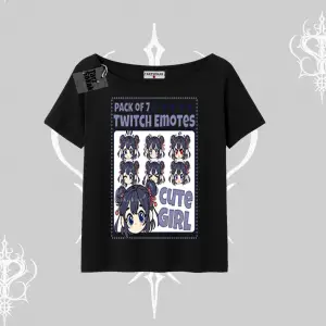 Kayık Yaka Tshirt Twitch Emotes Cute Girl Anime Expression