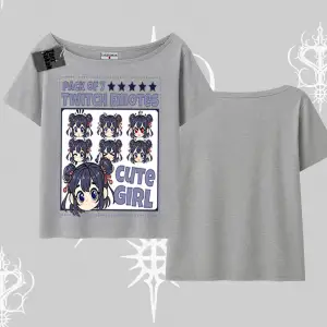 Kayık Yaka Tshirt Twitch Emotes Cute Girl Anime Expression