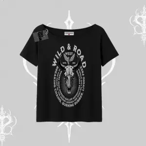 Kayık Yaka Tshirt Wild & Road Western Skull Biker Street Culture