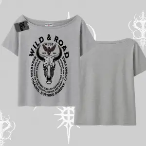 Kayık Yaka Tshirt Wild & Road Western Skull Biker Street Culture