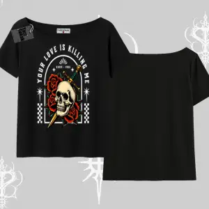 Kayık Yaka Tshirt Your Love Is Killing Me Dead Romance