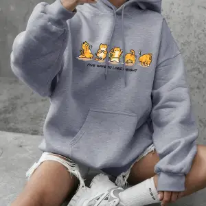 Kedi Kilo Kaybı Yapıyor Baskılı Sweatshirt Kadın Günlük Bol Kapüşonlu Kışlık Polar Sıcak Kaza