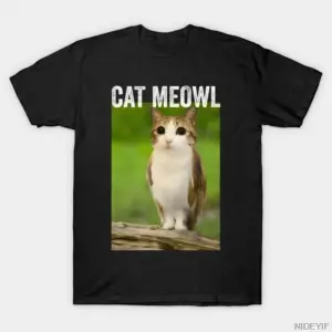 Kedi Miyavı Kedi Baykuşu Hayvan ve Evcil Hayvan Sahipleri İçin Erkek Kadın Tişörtü %100 Pamuk