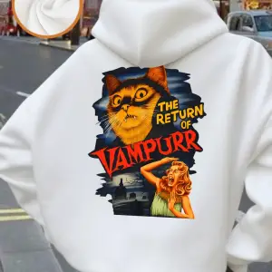 Kedinin Dönüşü baskılı kapüşonlu svetşört Bayan Kış Polar Sıcak Tişörtü Rahat Cep Kazaklar R