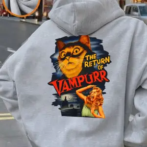 Kedinin Dönüşü baskılı kapüşonlu svetşört Bayan Kış Polar Sıcak Tişörtü Rahat Cep Kazaklar R