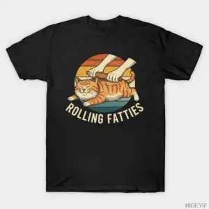 Kedi Rolling Fatties Komik T-shirt Erkekler Kadınlar Için % 100% Pamuk T Shirt Kısa Kollu Üst