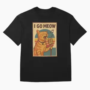 Kedi Şarkı Söyleyen Meme The Kiffness Retro Şarkı Söyleyen Vintage Tişört Erkekler Kadınlar İ