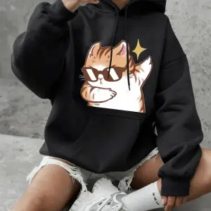 Kediler için havalı güneş gözlüğü baskılar kazak kadın kış polar sıcak kapüşonlu üst temel bi