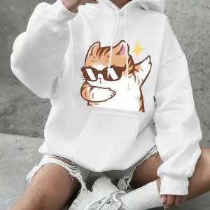 Kediler için havalı güneş gözlüğü baskılar kazak kadın kış polar sıcak kapüşonlu üst temel bi