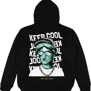 Keep Cool Siyah Oversize Unisex Kapüşonlu Sweatshirt Hoodie