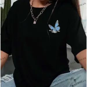Kelebek Baskılı Oversize Kadın