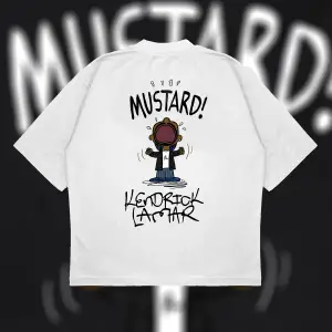 Kendrick Lamar Mustard Oversize Unisex Pamuklu Nefes Alan Kalın Kumaşlı