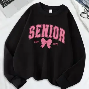 Kıdemli Pembe Yay Est 2025 Baskı Kazak Bayan Bisiklet Yaka Tüm Maç Kapüşonlular Gevşek Polar