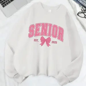 Kıdemli Pembe Yay Est 2025 Baskı Kazak Bayan Bisiklet Yaka Tüm Maç Kapüşonlular Gevşek Polar