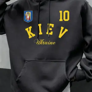 Kiev Ukrayna Baskılı Erkekler Hoodie Sonbahar Gevşek Giysiler Cep Hip Hop Kazak Polar Rahat M