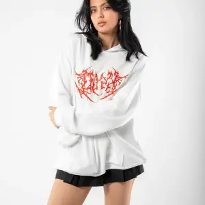 Kırmızı Dusk Baskılı Oversize Unisex Beyaz