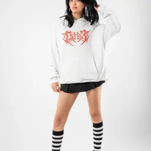 Kırmızı Dusk Baskılı Oversize Unisex Beyaz