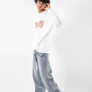 Kırmızı Dusk Baskılı Oversize Unisex Beyaz