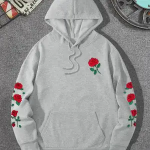 Kırmızı gül baskılı Hoodies rahat sokak kadın tişörtü rahat polar yumuşak kazak Clothes gevşe