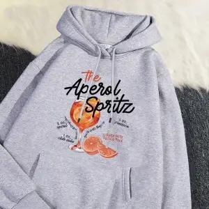 Kış Womans Hoodie Aperol sphoodie Retro kokteyl baskı kazak gevşek cep sıcak polar kazak Kawa