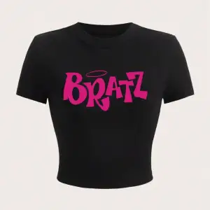 Kişilik Bayan Kırpma T-Shirt Y2K Pembe Bratz Mektup Baskılar Kısa Kollu Yüksek Elastik Yumuşa