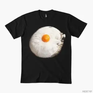 Kitty Fried Egg – Erkekler Kadınlar İçin Komik Kedi Hediye Tişörtü %100 Pamuklu Tişörtler Kıs