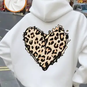 Klasik Leopar Baskı Kapüşonlular Bayanlar Kış Polar Sıcak Tişörtü Temel Cepli Kazaklar Günlük