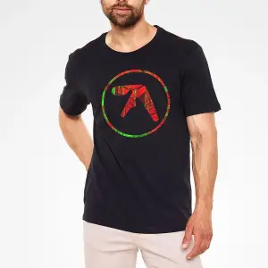 Ko Buta Aphex Twin Baskılı Unisex Siyah Tişört - Tshirt T57511