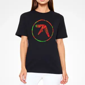 Ko Buta Aphex Twin Baskılı Unisex Siyah Tişört - Tshirt T57511