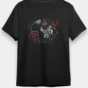 Ko Buta Borsacı Goril Baskılı Unisex Siyah Tişört T14368