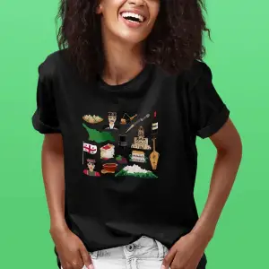 Ko Buta Gürcistan Baskılı Unisex Siyah Tişört To17457