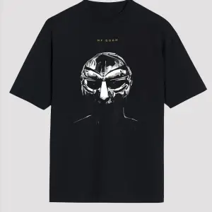 Ko Buta Mf Doom Baskılı Unisex Siyah Oversize Tişört - Tshirt Os57360