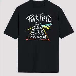 Ko Buta Pink Floyd Baskılı Unisex Siyah Oversize T-shirt Os2826