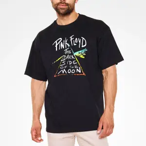 Ko Buta Pink Floyd Baskılı Unisex Siyah Oversize T-shirt Os2826