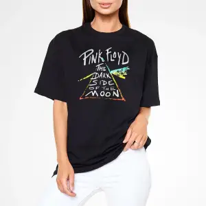 Ko Buta Pink Floyd Baskılı Unisex Siyah Oversize T-shirt Os2826
