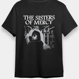 Ko Buta Sisters Of Mercy Baskılı Unisex Siyah Tişört - Tshirt T58311