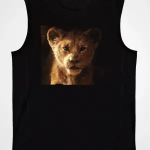 Ko Buta Unisex Aslan Kral Baskılı Siyah Kolsuz T-shirt Kk19383