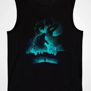 Ko Buta Unisex Godzilla Iı Canavarlar Kralı Baskılı Siyah Kolsuz T-shirt Kk19514